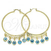 Oro Laminado Large Hoop, Gold Filled Style Evil Eye Design, Turquoise Resin Finish, Golden Finish, 02.380.0072.50