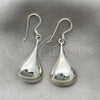 Sterling Silver Dangle Earring, Teardrop Design, Polished, Silver Finish, 02.395.0020