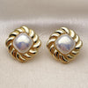 Oro Laminado Stud Earring, Gold Filled Style with Ivory Mother of Pearl, Polished, Golden Finish, 02.282.0044