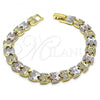 Oro Laminado Solid Bracelet, Gold Filled Style Matte Finish, Tricolor, 03.102.0047.1.07