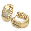 Oro Laminado Huggie Hoop, Gold Filled Style with White Cubic Zirconia, Polished, Golden Finish, 02.63.2571