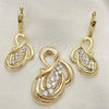 Oro Laminado Earring and Pendant Adult Set, Gold Filled Style with  Cubic Zirconia, Golden Finish, 10.91.0211