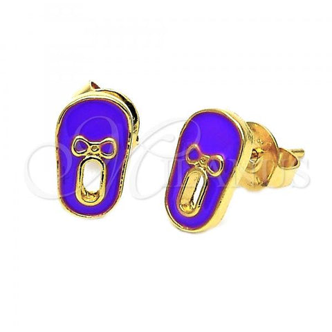 Oro Laminado Stud Earring, Gold Filled Style Shoes Design, Enamel Finish, Golden Finish, 02.64.0232 *PROMO*