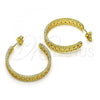Oro Laminado Stud Earring, Gold Filled Style with White Micro Pave, Polished, Golden Finish, 02.195.0155