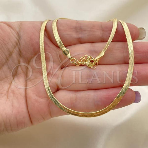 Oro Laminado Basic Necklace, Gold Filled Style Herringbone Design, Polished, Golden Finish, 03.02.0083.1.18