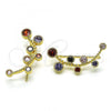 Oro Laminado Earcuff Earring, Gold Filled Style with Multicolor Cubic Zirconia, Polished, Golden Finish, 02.210.0733.1