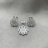 Sterling Silver Earring and Pendant Adult Set, Flower Design, Polished, Silver Finish, 10.398.0011