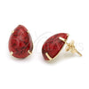 Oro Laminado Stud Earring, Gold Filled Style Red Enamel Finish, Golden Finish, 02.65.0053.1