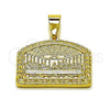 Oro Laminado Religious Pendant, Gold Filled Style Diamond Cutting Finish, Two Tone, 05.120.0095.1