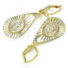 Oro Laminado Dangle Earring, Gold Filled Style Teardrop and Guadalupe Design, Polished, Golden Finish, 02.351.0033.1