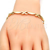 Oro Laminado Fancy Bracelet, Gold Filled Style Hugs and Kisses Design, Polished, Golden Finish, 03.210.0037.08