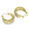 Oro Laminado Small Hoop, Gold Filled Style Greek Key Design, Polished, Tricolor, 02.106.0003.1.20