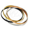 Stainless Steel Set Bangle, Polished, Tricolor, 07.244.0003.06 (05 MM Thickness, Size 6 - 2.75 Diameter)