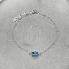 Sterling Silver Fancy Bracelet, Evil Eye Design, with Blue Topaz Crystal, Polished, Silver Finish, 03.401.0003.07