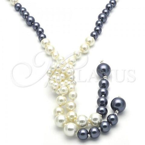 Rhodium Plated Fancy Necklace, with Gray Pearl, Polished, Rhodium Finish, 04.321.0026.1.28