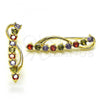 Oro Laminado Earcuff Earring, Gold Filled Style with Multicolor Cubic Zirconia, Polished, Golden Finish, 02.210.0737.1