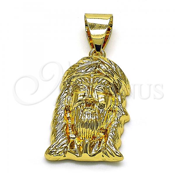 Oro Laminado Religious Pendant, Gold Filled Style Jesus Design, Polished, Golden Finish, 05.342.0116