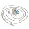 Rhodium Plated Pendant Necklace, Teddy Bear Design, with Aquamarine and Aurore Boreale Swarovski Crystals, Polished, Rhodium Finish, 04.239.0041.9.18