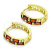 Oro Laminado Huggie Hoop, Gold Filled Style with Garnet and White Cubic Zirconia, Polished, Golden Finish, 02.210.0731.15