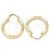 Oro Laminado Medium Hoop, Gold Filled Style Diamond Cutting Finish, Tricolor, 5.138.013.1.30