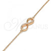 Sterling Silver Fancy Bracelet, Infinite Design, with White Cubic Zirconia, Polished, Rose Gold Finish, 03.336.0041.1.07
