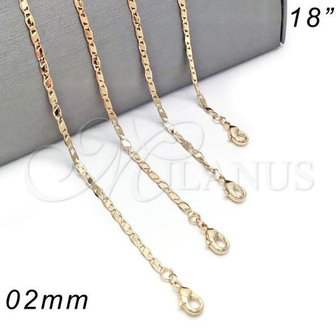 Oro Laminado Basic Necklace, Gold Filled Style Polished, Golden Finish, 04.213.0050.18