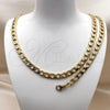 Stainless Steel Necklace and Bracelet, Curb Design, Polished, Golden Finish, 06.257.0004