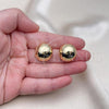 Oro Laminado Stud Earring, Gold Filled Style Chunky Design, Polished, Golden Finish, 02.385.0050