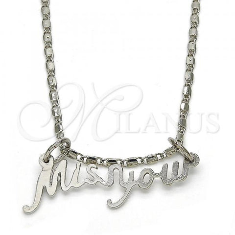 Rhodium Plated Pendant Necklace, Polished, Rhodium Finish, 04.106.0022.1.20