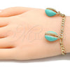 Oro Laminado Charm Bracelet, Gold Filled Style Shell Design, Turquoise Enamel Finish, Golden Finish, 03.63.2093.08