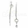 Sterling Silver Long Earring, with White Micro Pave, Polished, Rhodium Finish, 02.285.0103