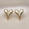 Oro Laminado Stud Earring, Gold Filled Style Chunky and Hollow Design, Polished, Golden Finish, 02.163.0334