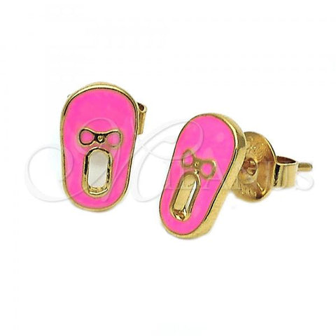 Oro Laminado Stud Earring, Gold Filled Style Shoes Design, Pink Enamel Finish, Golden Finish, 02.64.0231 *PROMO*