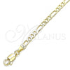 Oro Laminado Basic Anklet, Gold Filled Style Figaro Design, Polished, Golden Finish, 04.213.0241.10