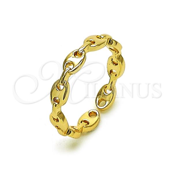 Oro Laminado Multi Stone Ring, Gold Filled Style Puff Mariner Design, Polished, Golden Finish, 01.196.0022