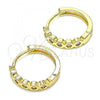 Oro Laminado Huggie Hoop, Gold Filled Style with White Cubic Zirconia, Polished, Golden Finish, 02.210.0553.15