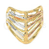 Oro Laminado Elegant Ring, Gold Filled Style Diamond Cutting Finish, Tricolor, 5.173.014.07 (Size 7)