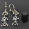 Oro Laminado Long Earring, Gold Filled Style Diamond Cutting Finish, Tricolor, 02.63.2108