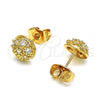 Oro Laminado Stud Earring, Gold Filled Style with White Cubic Zirconia, Polished, Golden Finish, 02.387.0099