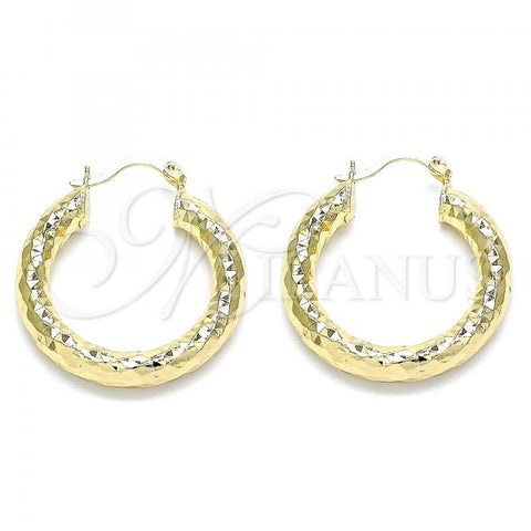 Oro Laminado Medium Hoop, Gold Filled Style Diamond Cutting Finish, Golden Finish, 02.213.0226.30