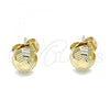 Oro Laminado Stud Earring, Gold Filled Style Diamond Cutting Finish, Golden Finish, 02.100.0120