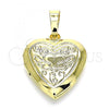 Oro Laminado Locket Pendant, Gold Filled Style Heart Design, Polished, Golden Finish, 05.117.0021