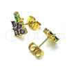 Oro Laminado Stud Earring, Gold Filled Style Grape Design, with Amethyst and Green Cubic Zirconia, Polished, Golden Finish, 02.210.0671