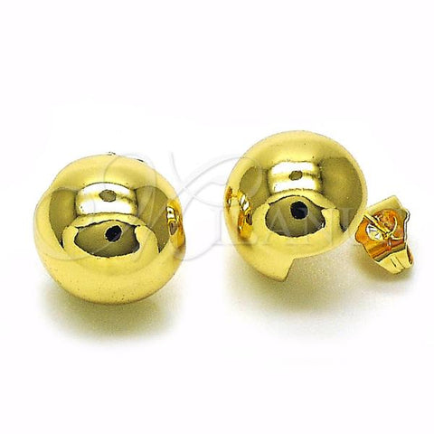 Oro Laminado Stud Earring, Gold Filled Style Chunky Design, Polished, Golden Finish, 02.156.0685