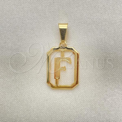 Oro Laminado Fancy Pendant, Gold Filled Style Initials Design, Polished, Golden Finish, 05.02.0069.6