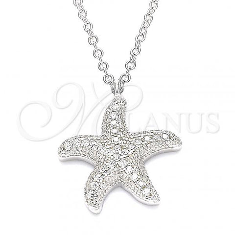Sterling Silver Pendant Necklace, with White Cubic Zirconia, Polished, Rhodium Finish, 04.336.0170.16