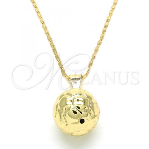 Oro Laminado Pendant Necklace, Gold Filled Style Ball Design, Polished, Golden Finish, 04.163.0005.20