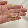 Oro Laminado Charm Anklet , Gold Filled Style Elephant and Paperclip Design, Polished, Golden Finish, 03.32.0613.10