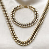 Stainless Steel Necklace and Bracelet, Miami Cuban Design, Polished, Golden Finish, 06.435.0003