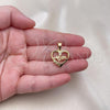 Oro Laminado Fancy Pendant, Gold Filled Style Heart and Mom Design, with White Micro Pave, Polished, Golden Finish, 05.342.0210